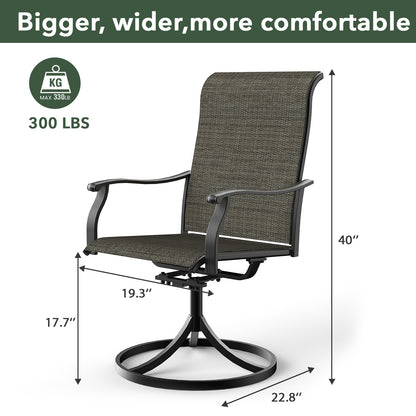 Swivel Patio Dining Chairs with Retro Arm