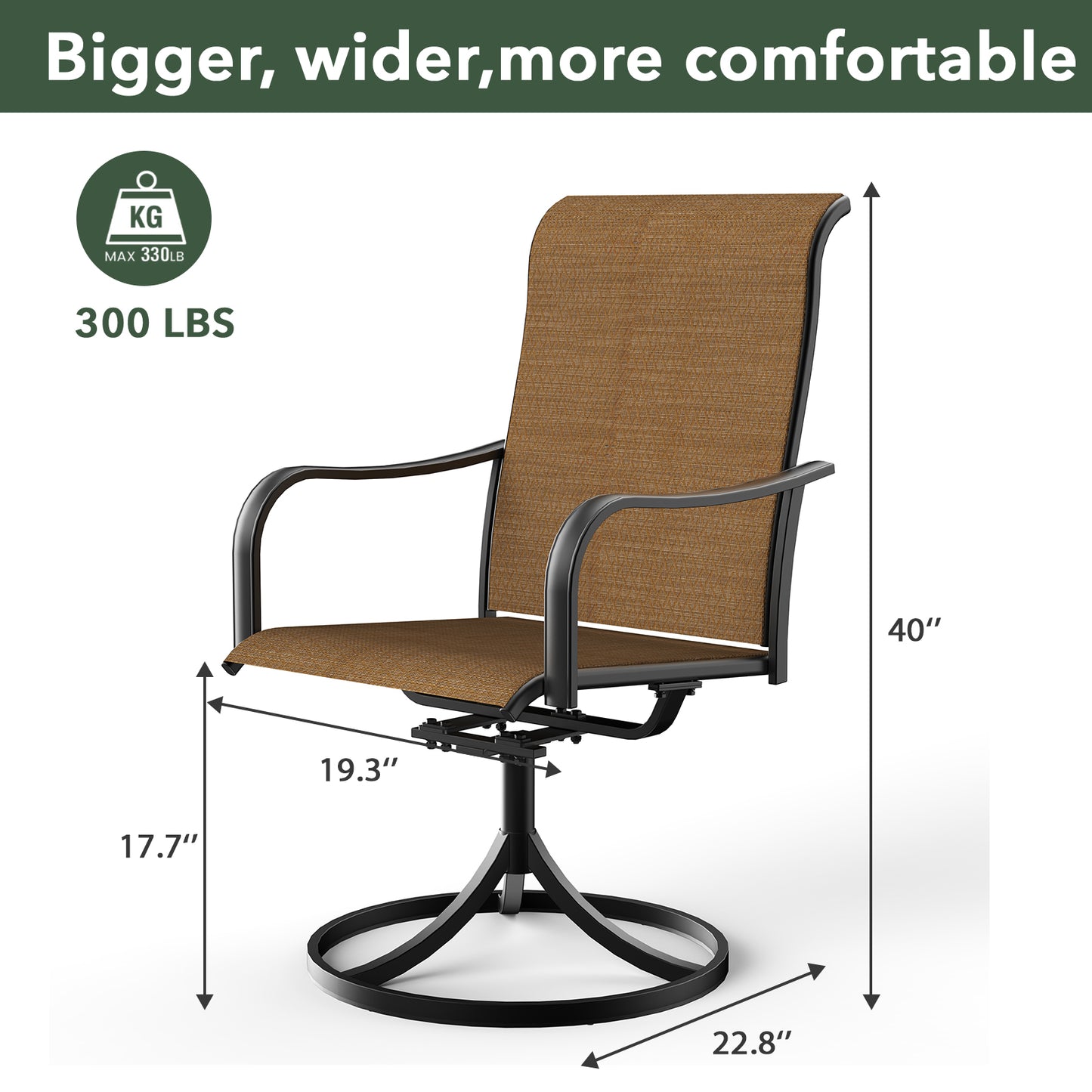 Swivel Patio Dining Chairs with Classic Arm