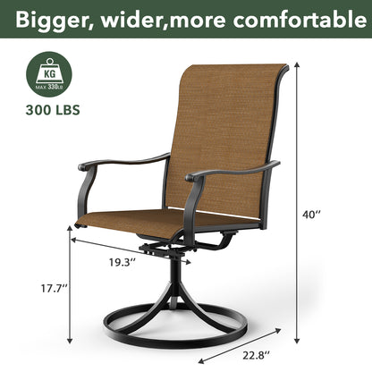 Swivel Patio Dining Chairs with Retro Arm