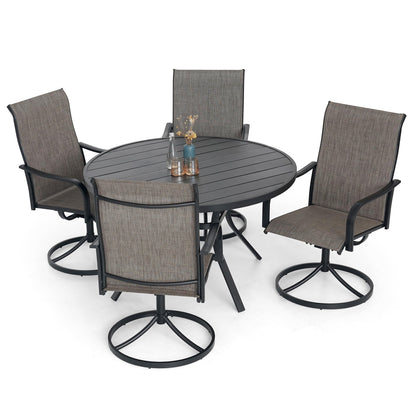 Patio Classic Swivel Chairs and 48" Round Table Set of 5