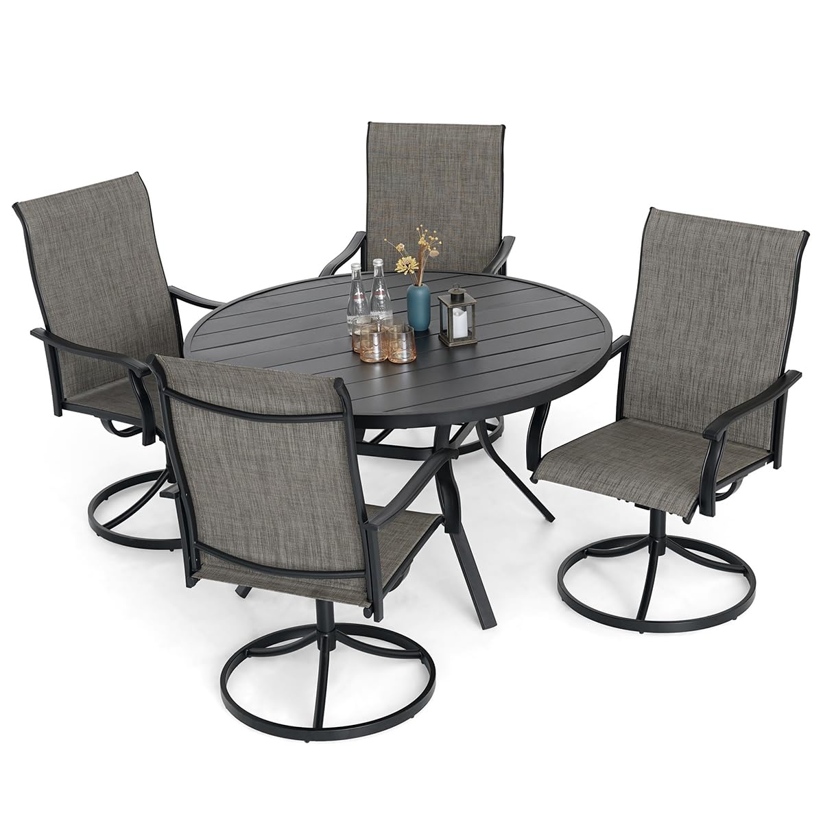 Patio Retro Swivel Chairs and 48" Round Table Set of 5