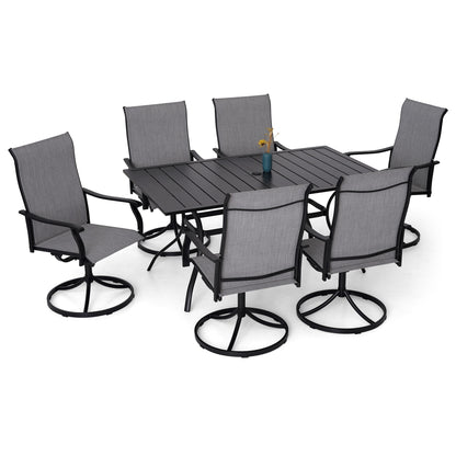 Patio Retro Swivel Chairs and 63" x 38" Rectangle Table Set of 7