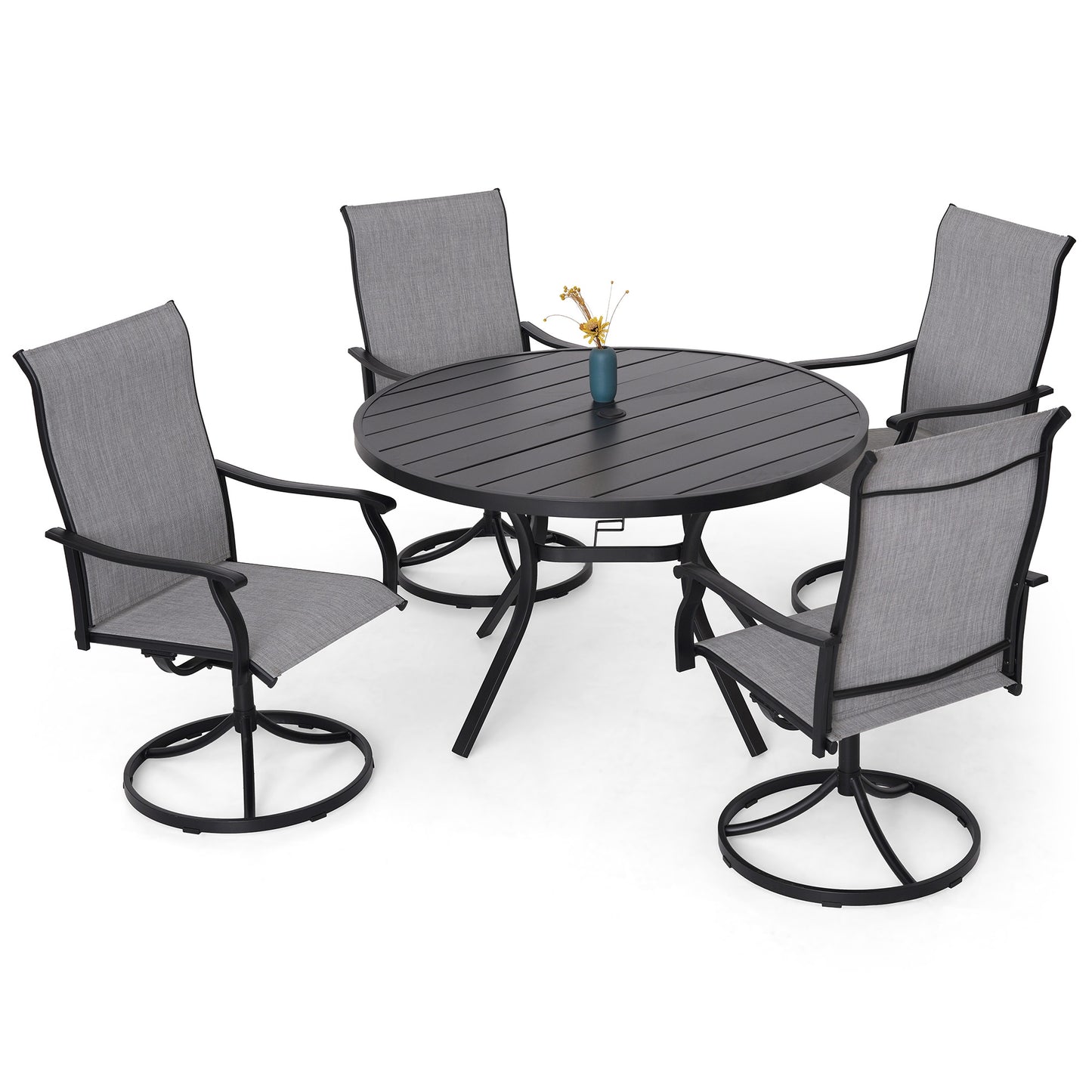 Patio Retro Swivel Chairs and 48" Round Table Set of 5