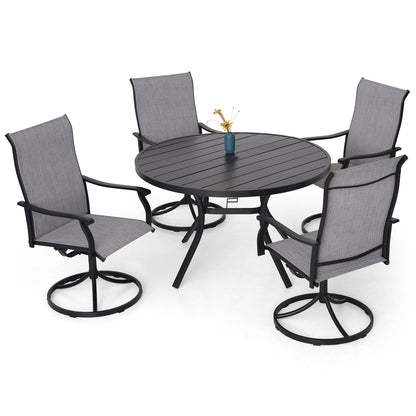 Patio Retro Swivel Chairs and 48" Round Table Set of 5