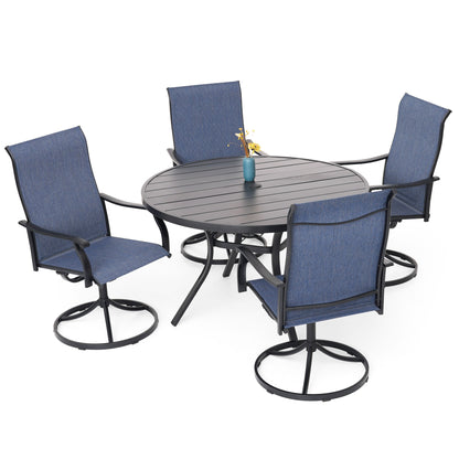 Patio Retro Swivel Chairs and 48" Round Table Set of 5