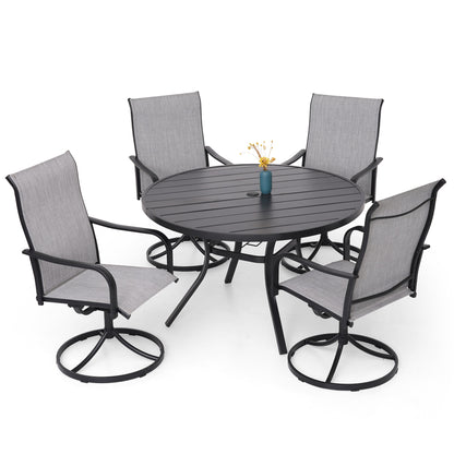 Patio Classic Swivel Chairs and 48" Round Table Set of 5