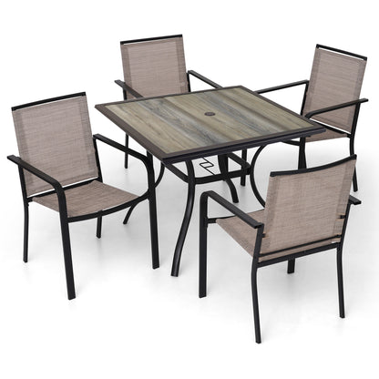Patio 37" PVC Square Table and  Stackable Chairs Set of 5