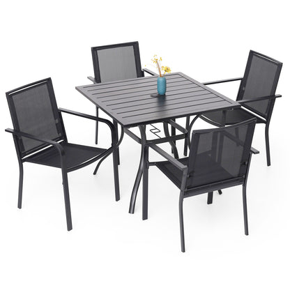 Patio 35" Square Table and  Stackable Chairs Set of 5