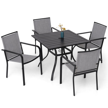 Patio 35" Square Table and  Stackable Chairs Set of 5
