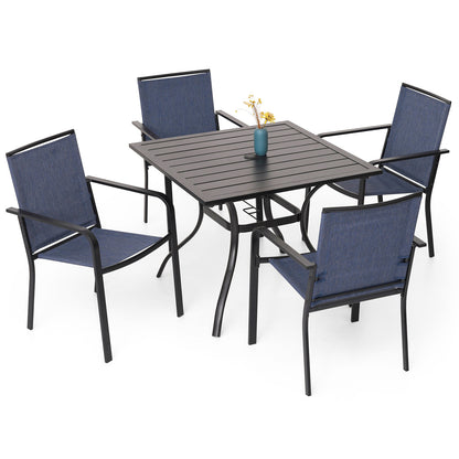 Patio 35" Square Table and  Stackable Chairs Set of 5