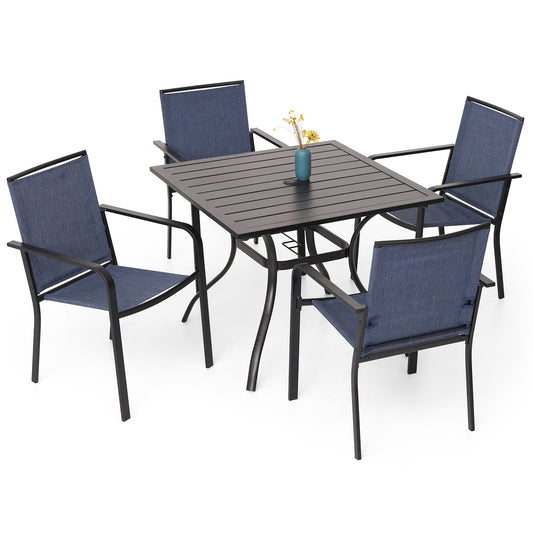 Patio 35" Square Table and  Stackable Chairs Set of 5