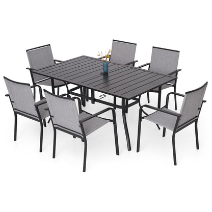 Patio 63" x 38" Rectangle and Stackable Chairs Set of 7