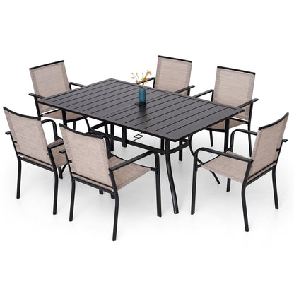 Patio 63" x 38" Rectangle and Stackable Chairs Set of 7