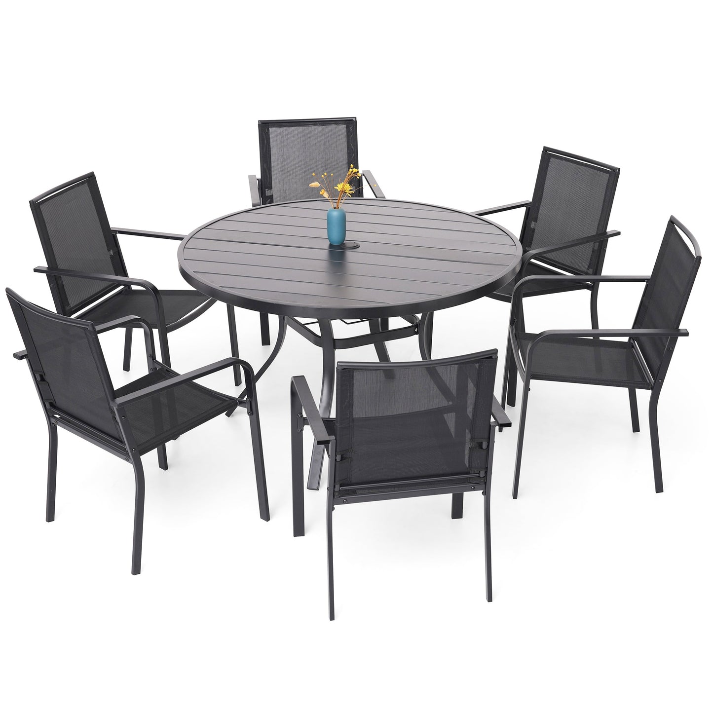 Patio 48" Round Table and Stackable Chairs Set of 7
