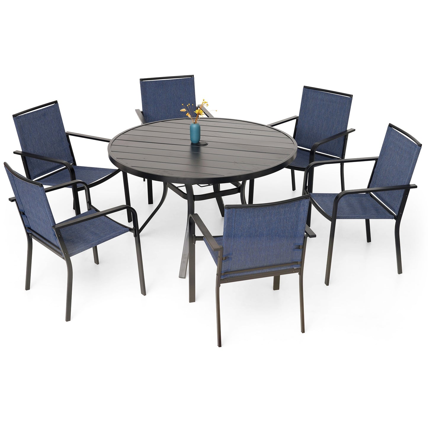 Patio 48" Round Table and Stackable Chairs Set of 7
