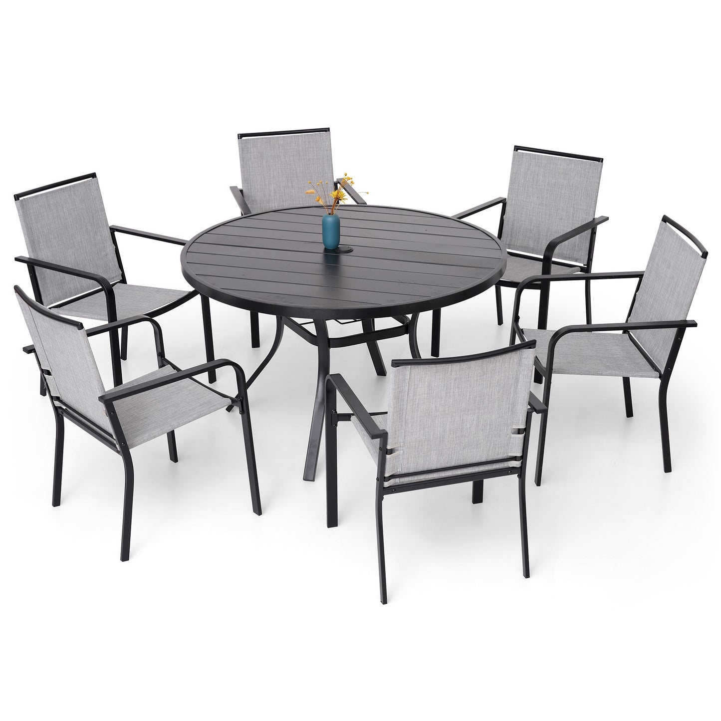 Patio 48" Round Table and Stackable Chairs Set of 7