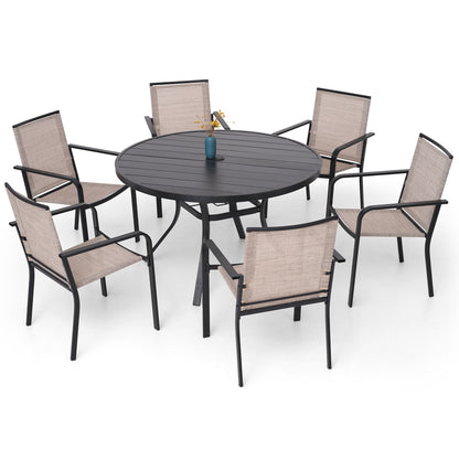 Patio 48" Round Table and Stackable Chairs Set of 7