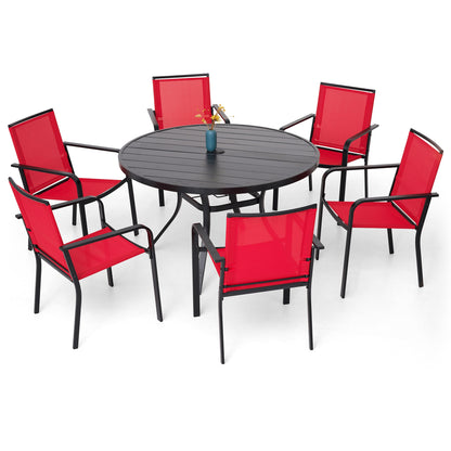 Patio 48" Round Table and Stackable Chairs Set of 7