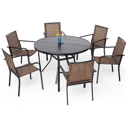 Patio 48" Round Table and Stackable Chairs Set of 7