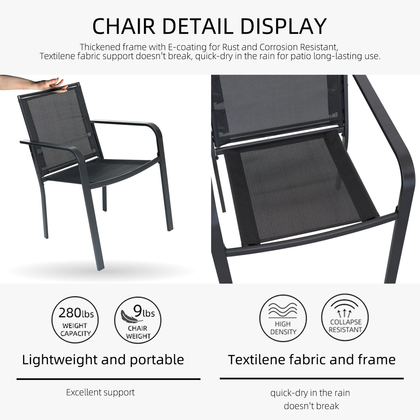 Sling Patio Stackable Dining Chairs