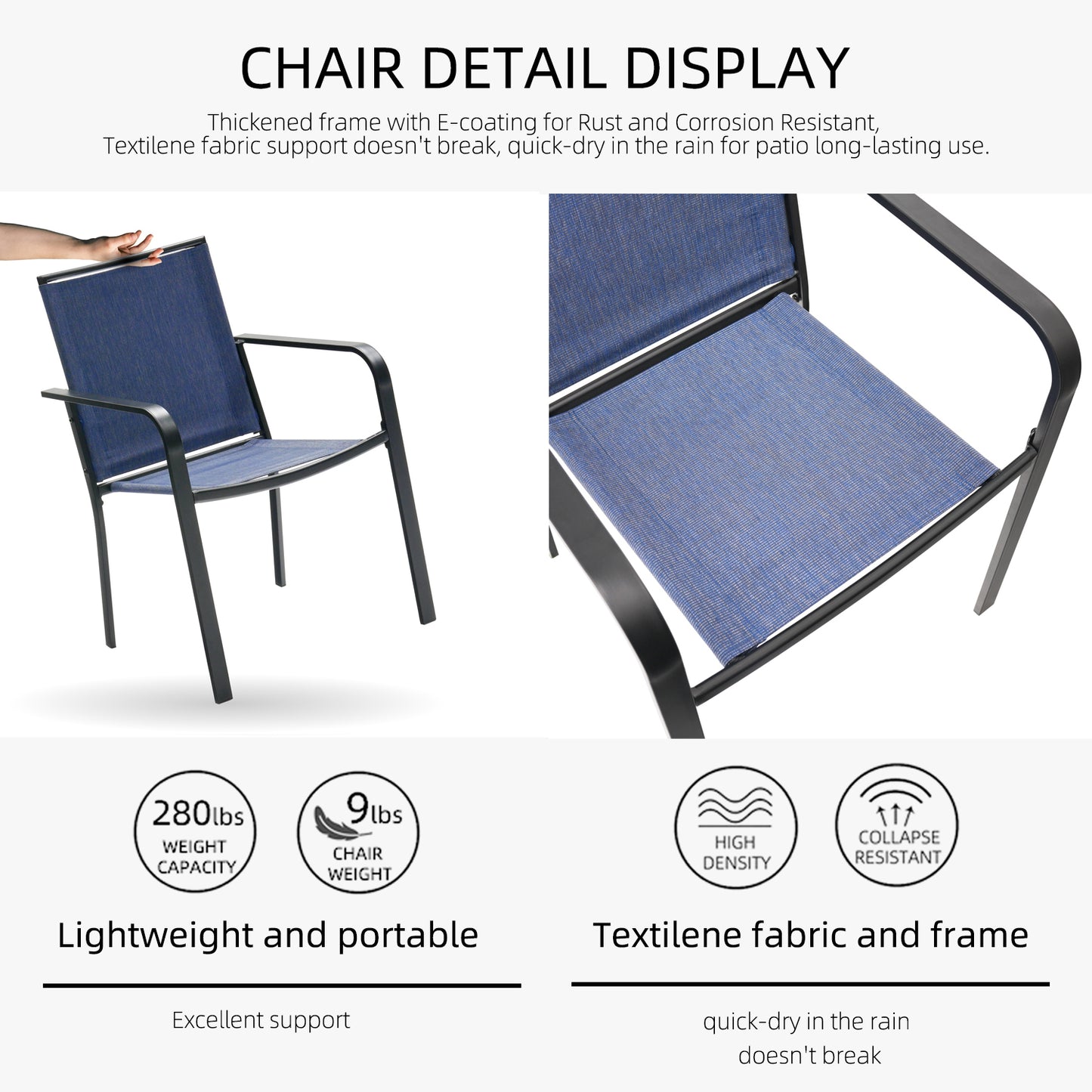 Sling Patio Stackable Dining Chairs