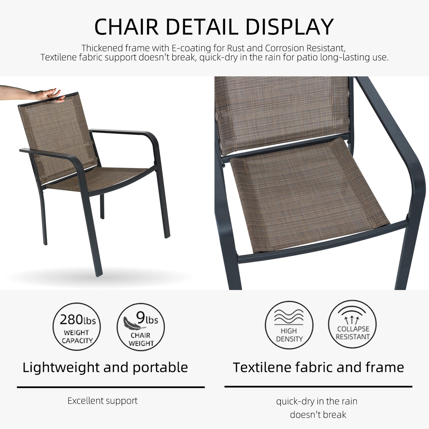 Sling Patio Stackable Dining Chairs