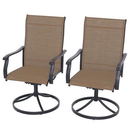 Swivel Patio Dining Chairs with Retro Arm