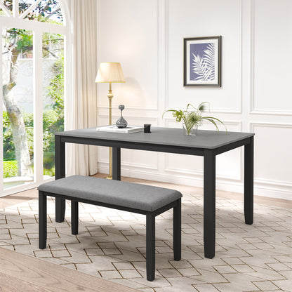 6-Piece Wooden Dining Table Set with Upholstered Chairs and Bench