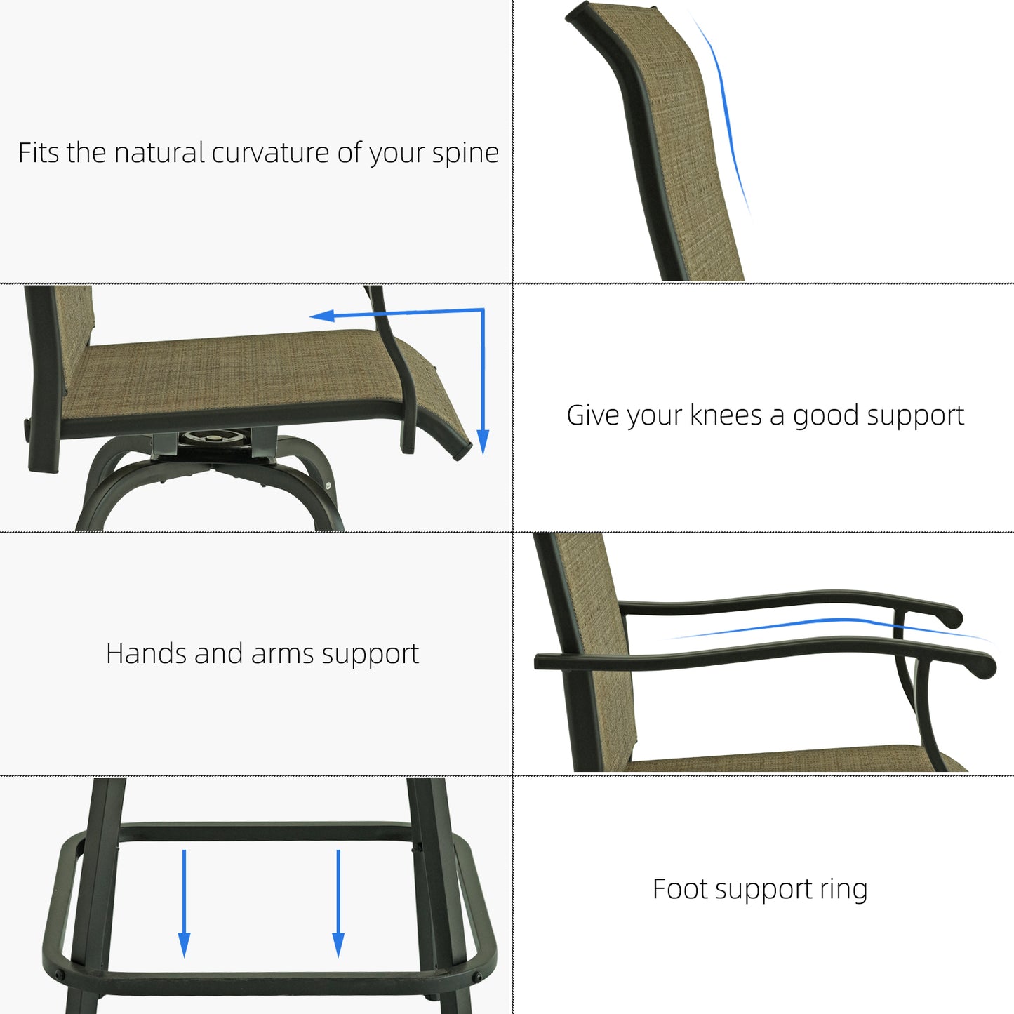 Sling Patio Swivel Bar Chairs Set