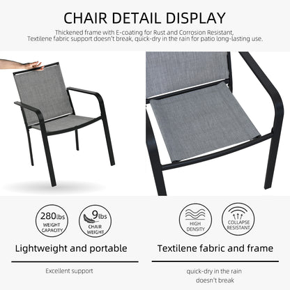 Patio 63" x 38" Rectangle and Stackable Chairs Set of 7