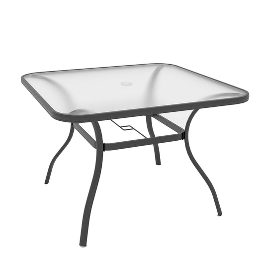 37 inch Square Glass Patio Dining Table with Umbrella Hole