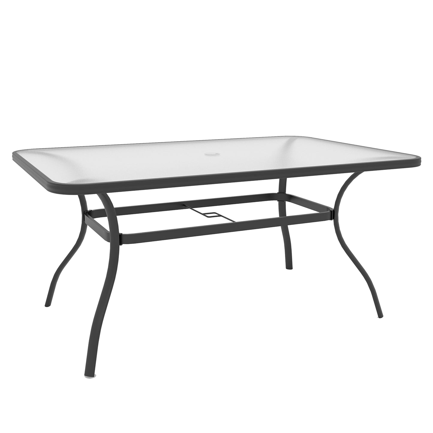 Mesa de comedor redonda de cristal de 40 pulgadas para patio con orificio para sombrilla 