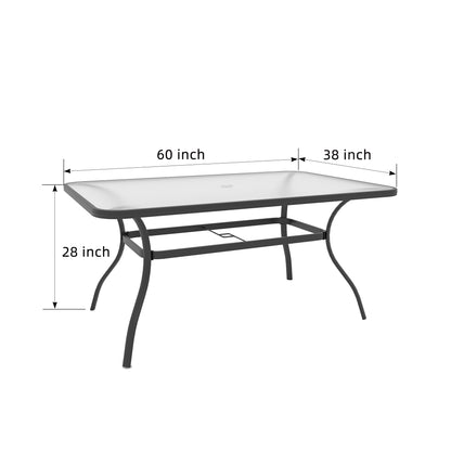 Mesa de comedor redonda de cristal de 40 pulgadas para patio con orificio para sombrilla 