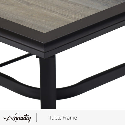 37" PVC Square Patio Dining Table with Umbrella Hole