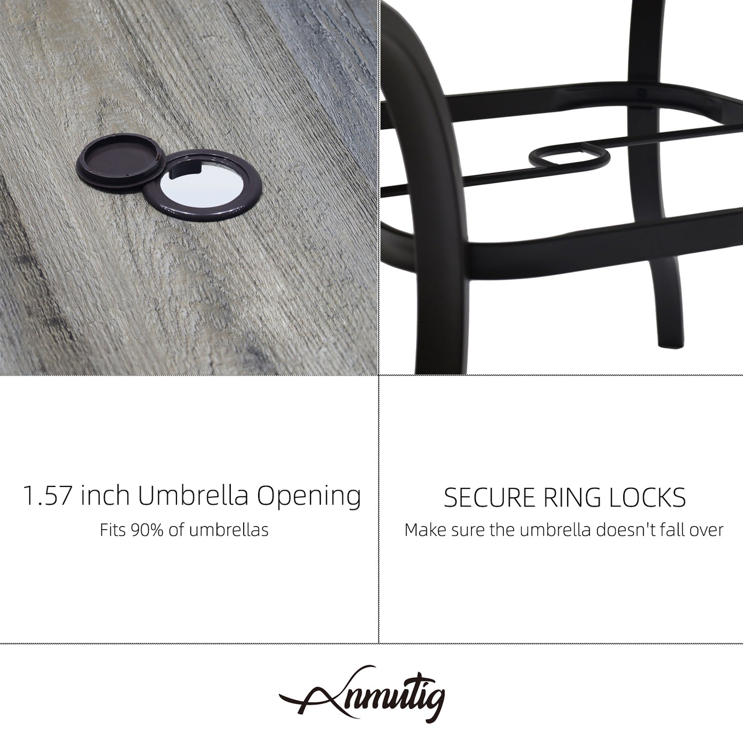 37" PVC Square Patio Dining Table with Umbrella Hole