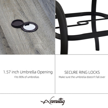 37" PVC Square Patio Dining Table with Umbrella Hole