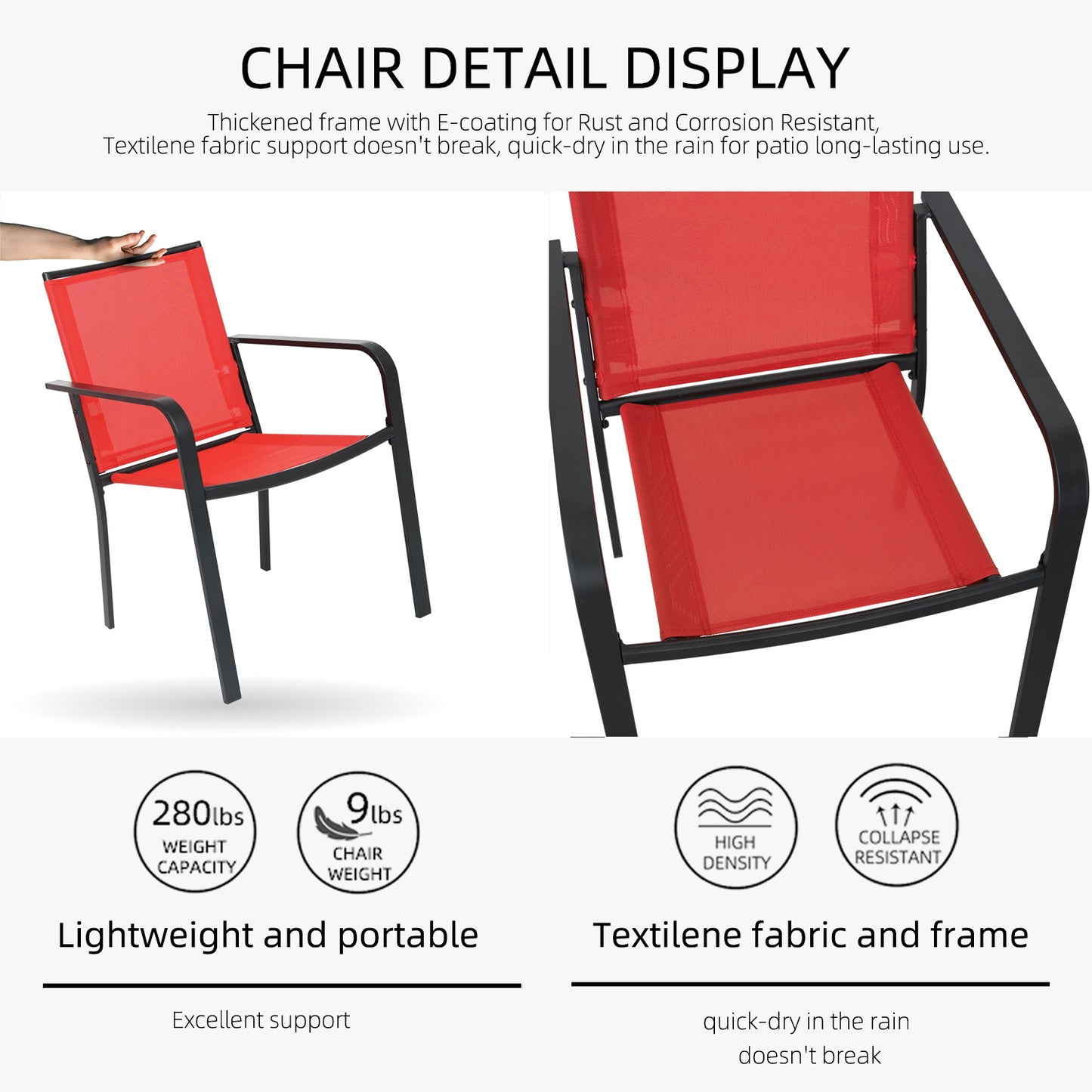 Sling Patio Stackable Dining Chairs