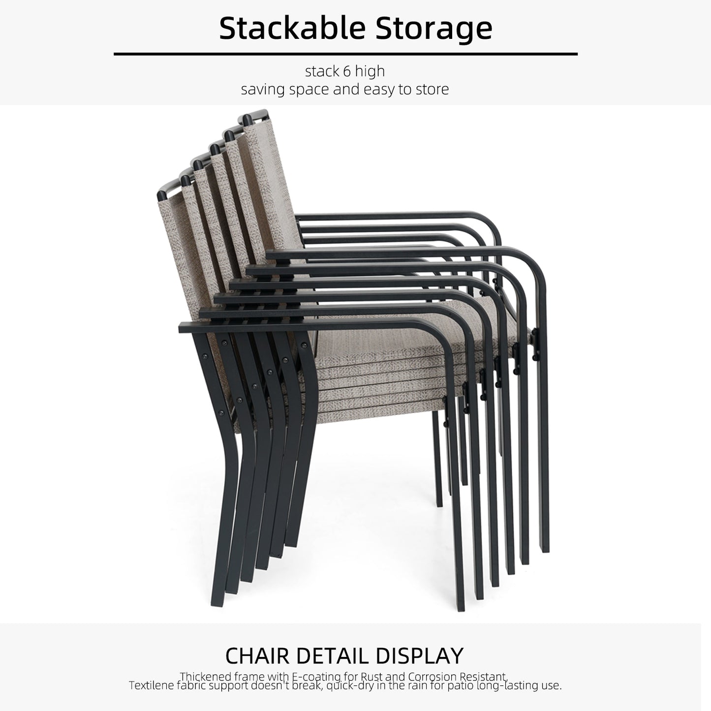 Patio 48" Round Table and Stackable Chairs Set of 7