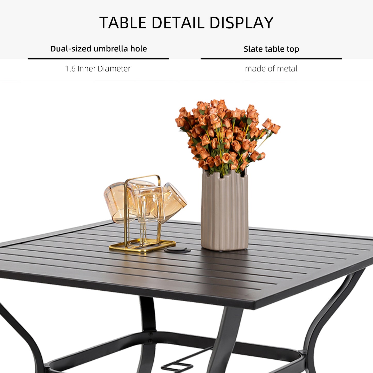 Patio 35" Square Table and  Stackable Chairs Set of 5