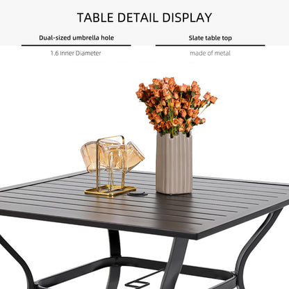 Patio 35" Square Table and  Stackable Chairs Set of 5