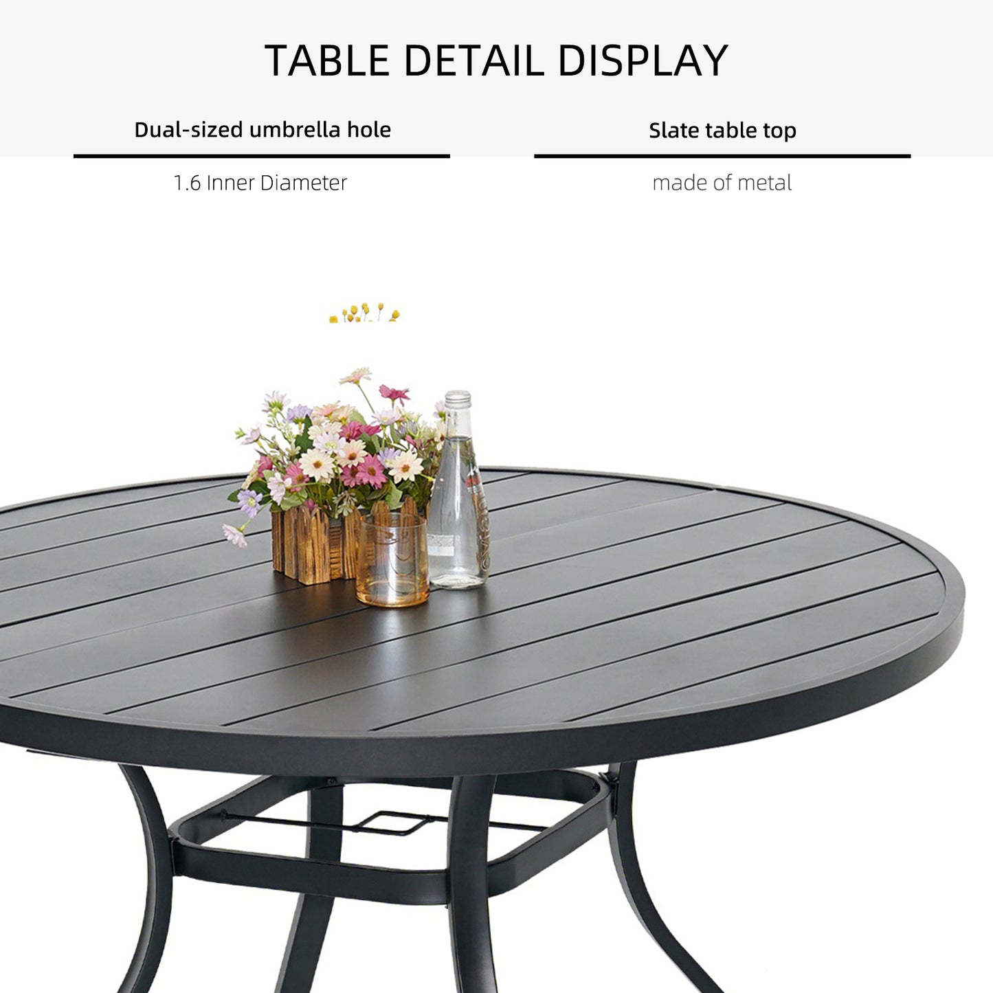 Patio Retro Swivel Chairs and 48" Round Table Set of 5