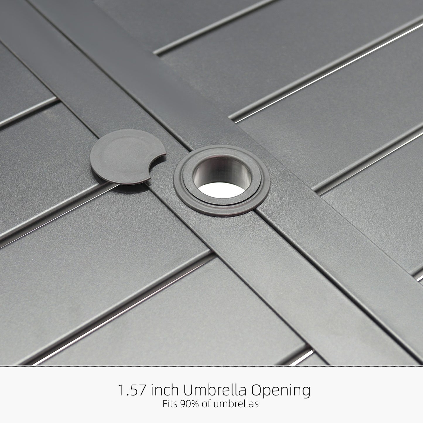 63" x 38" x 29" Rectangle Patio Dining Table with Umbrella Hole