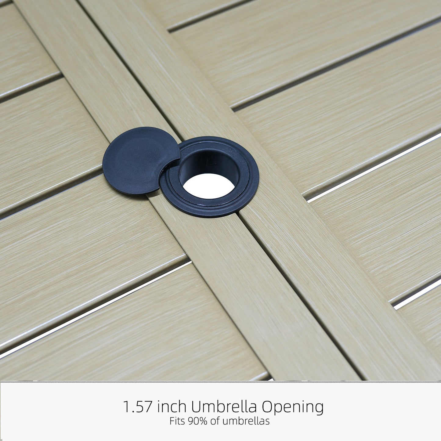 63" x 38" x 29" Rectangle Patio Dining Table with Umbrella Hole