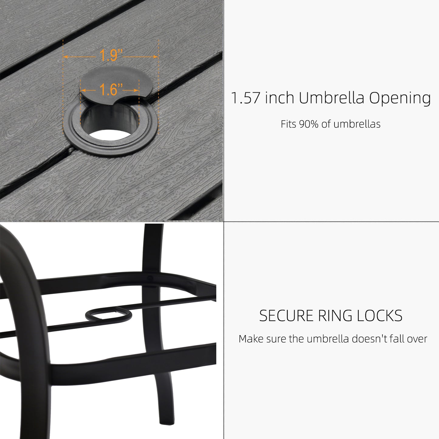 Patio 37" Plastic Square Table and  Stackable Chairs Set of 5