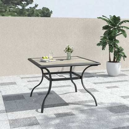 37" PVC Square Patio Dining Table with Umbrella Hole