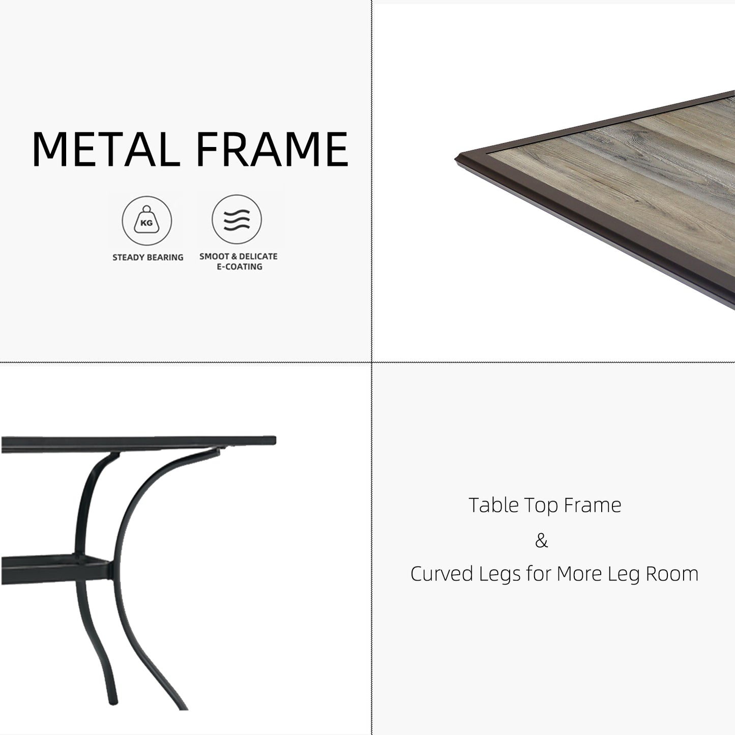 37" PVC Square Patio Dining Table with Umbrella Hole