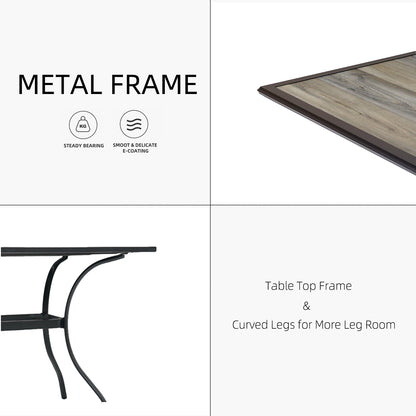 37" PVC Square Patio Dining Table with Umbrella Hole